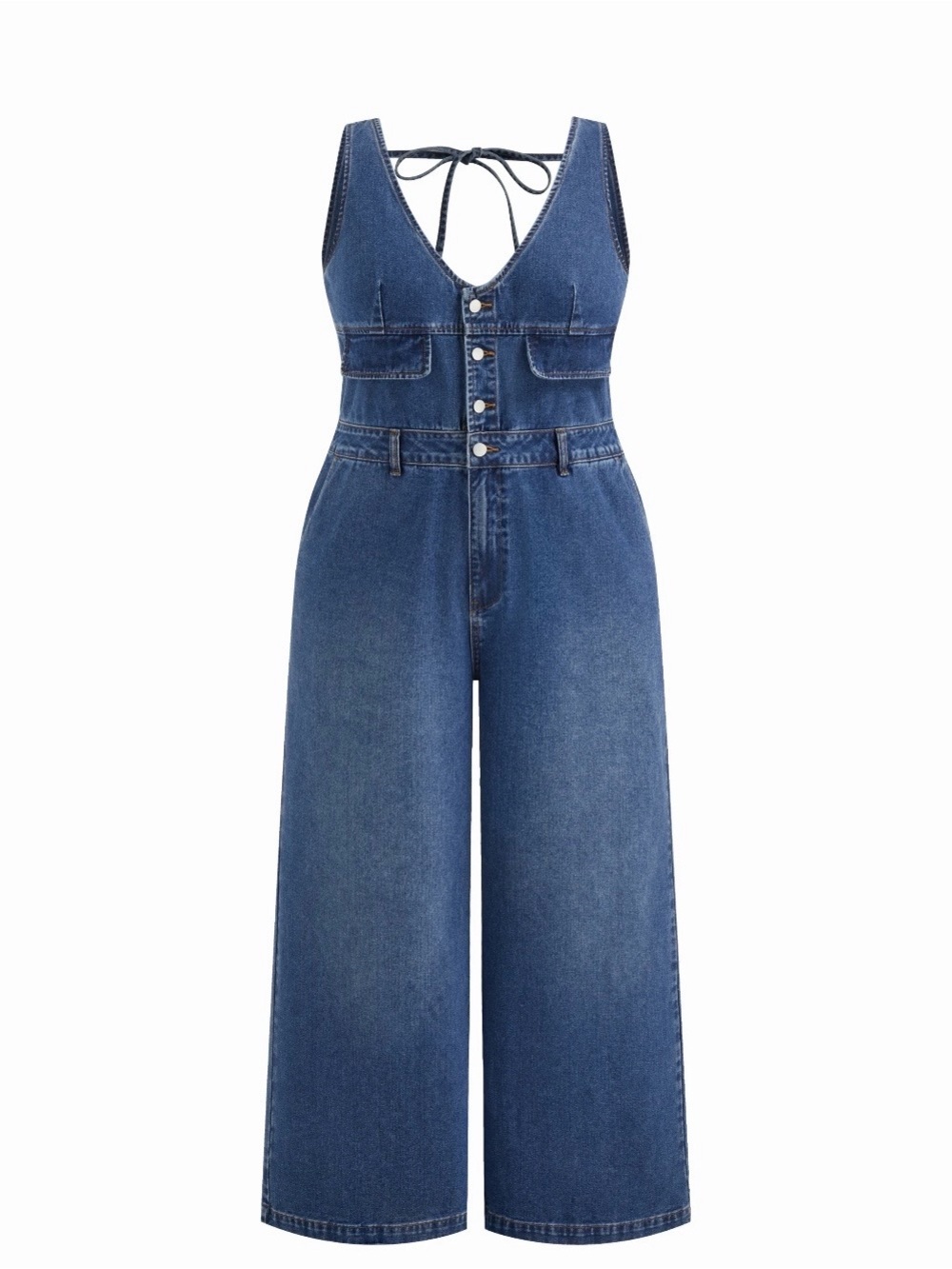 Cider Wide-Leg Denim Jumpsuit in Blue - Picture 2 of 6